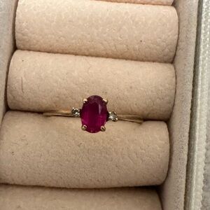 10k solid gold ruby and diamond ring size 6